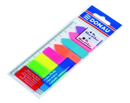 Záložky samolepicí 12 cm plastové mix neonových barev s pravítkem DONAU