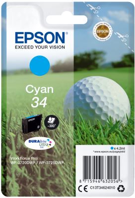 Epson Singlepack Cyan 34 DURABrite Ultra Ink, originál