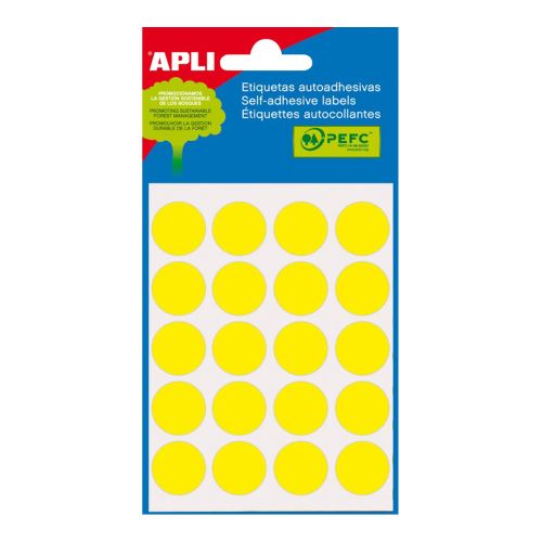APLI samolepicí etikety, O 19 mm, žluté