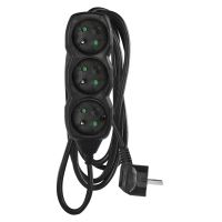 EMOS prodlužovací přívod 3z/3m, černý, 1,5mm