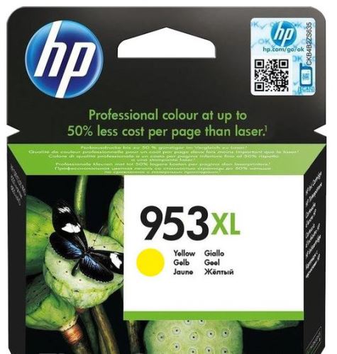 HP 953XL žlutá inkoustová kazeta, F6U18AE, originál