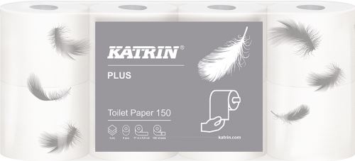 Toaletní papír KATRIN PLUS 3 vrstvý 150 útržků 8 ks bal.