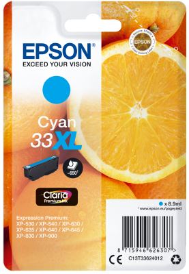 Epson Singlepack Cyan 33XL Claria Premium Ink, originál