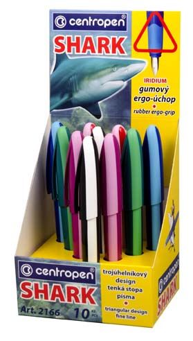 Školní trojhranné pero Shark bombičkové