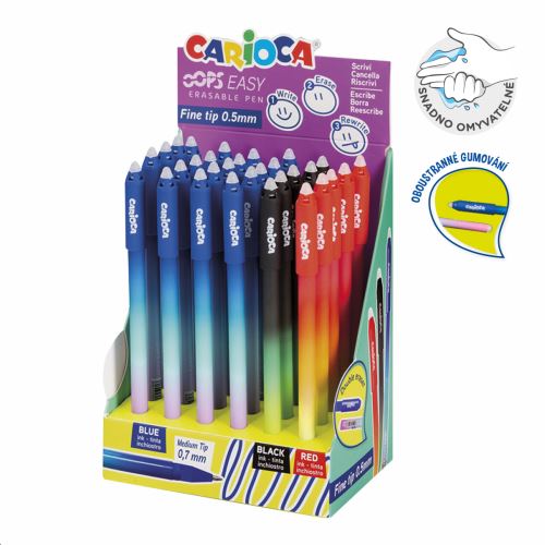 Carioca gumovatelné pero Oops Easy, 30 ks, modrá náplň
