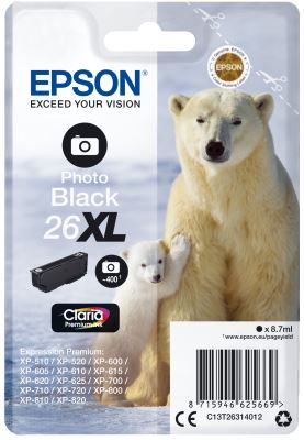 Epson Singlepack Photo Black 26XL Claria Prem Ink, originál