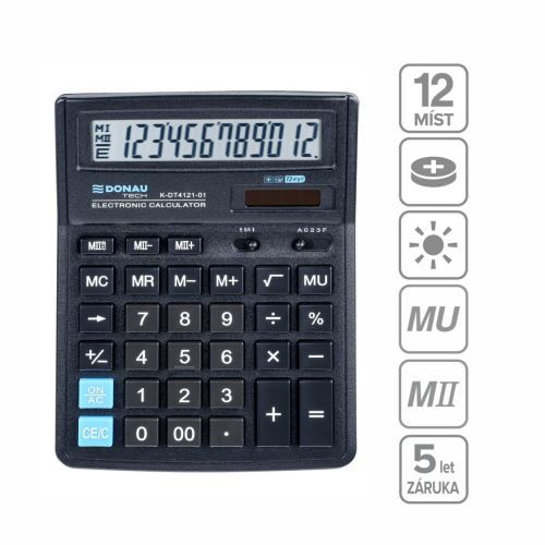 Kalkulačka DONAU 4121, 12 místná černá