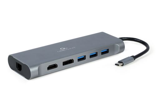 Gembird USB-C 8v1 multiport USB 3.0 + HDMI + DisplayPort + VGA + PD + čtečka karet + LAN +