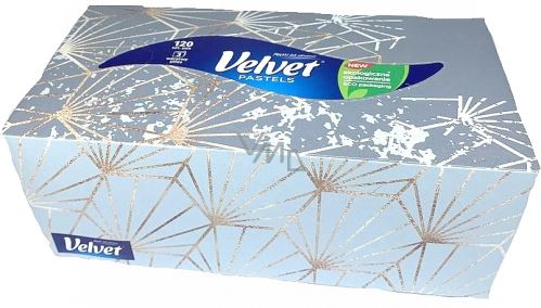 Kapesníčky Velvet, box,  3 vrstvy, 120 ks  