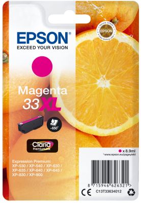 Epson Singlepack Magenta 33XL Claria Premium Ink, originál