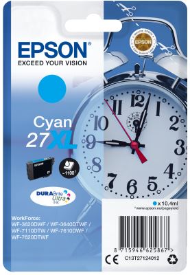 Epson Singlepack Cyan 27XL DURABrite Ultra Ink, originál