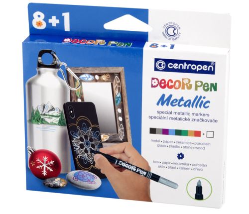 Centropen značkovač DECOR PEN 2737 sada 8+1 METALIC