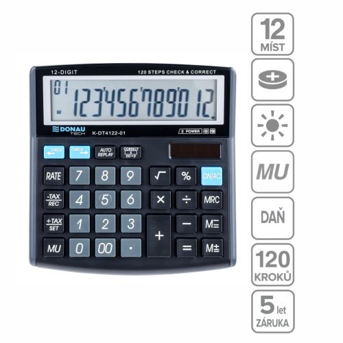 Kalkulačka DONAU 4122, 12 místná černá