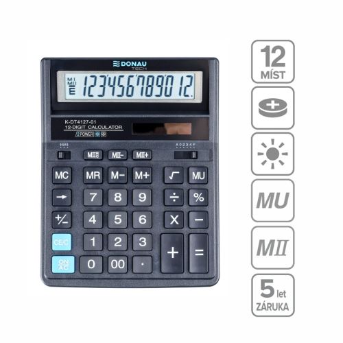 Kalkulačka DONAU 4127, 12 místná černá