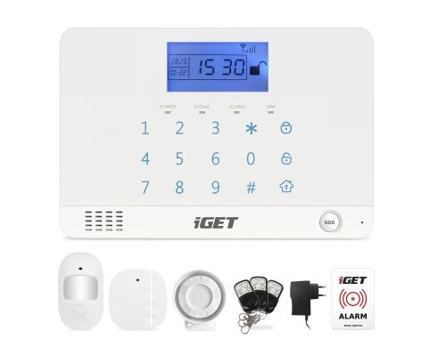 iGET SECURITY M3B - bezdrátový GSM alarm CZ, zasílá SMS/telefonuje,záložní baterie 8 hod,a