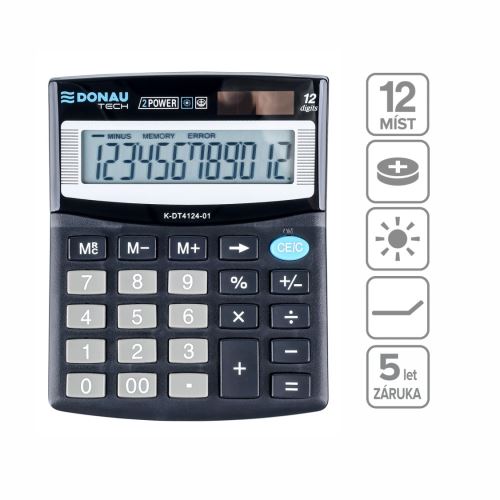 Kalkulačka DONAU 4124, 12 místná černá