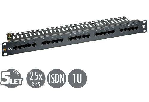 19" ISDN panel Solarix 25 x RJ45 černý 1U