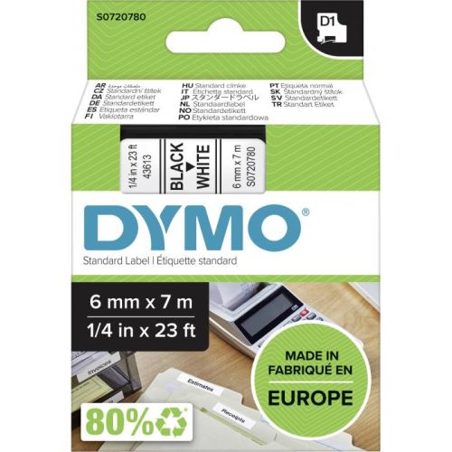 Páska DYMO D1 polyester (6mm x 7m) černá na bílé 43613