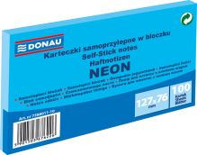 DONAU samolepicí bloček, 127 x 76 mm, 100 listů, neonově modrý