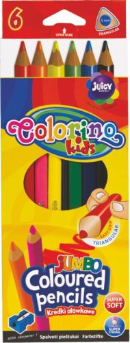 Pastelky trojhranné JUMBO 6 barev + ořezávátko Colorino