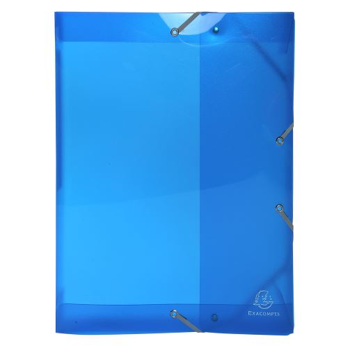 Box na spisy s gumičkou Iderama, A4 maxi, hřbet 25 mm, PP, transp. modrý Exacompta