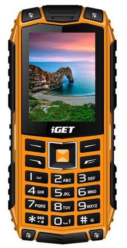 iGET Defender D10 Orange - odolný telefon IP68, DualSIM, 2500 mAh, BT, powerbanka, svítiln