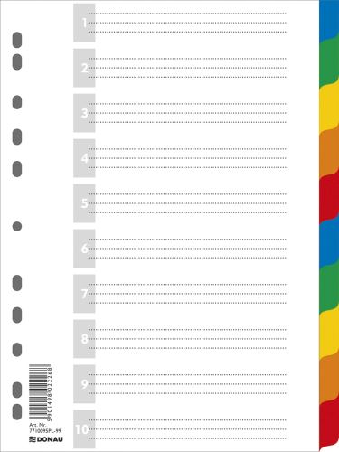 rejstřík - rozřaďovač  A4 2x5 barev 10 listů