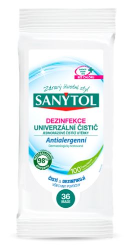 Sanytol  Antialergenní - Dezinfekční univerzální utěrky, 36 ks (dvojité)