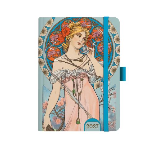 Týdenní diář A5 - Alfons Mucha 2027 - Modrý