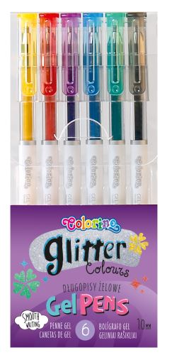 Pastel gelové rollery se třpytkami, transparentní, 6 barev COLORINO
