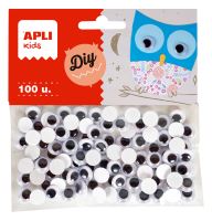 APLI MOVING EYES - oči kulaté, O 10 mm, samolepicí, černé (2)