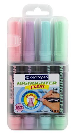 Centropen zvýrazňovač 8542 flexi soft sada 4 ks