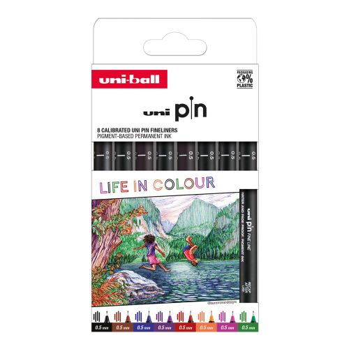 UNI PIN Life in Colour, 8 ks, 0,5 mm, mix barev