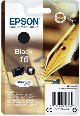 Epson Singlepack Black 16 DURABrite Ultra Ink, originál
