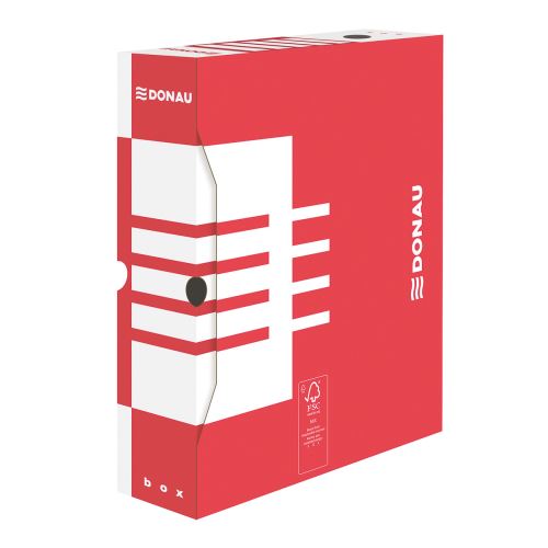 DONAU archivační box, A4/100 mm, lepenka, červený