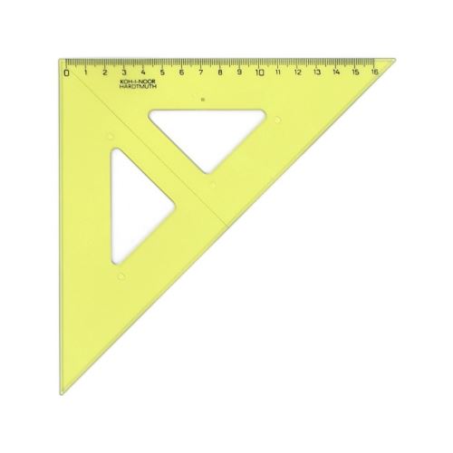 Trojúhelník 45/177 744152 s kolmicí žlutý