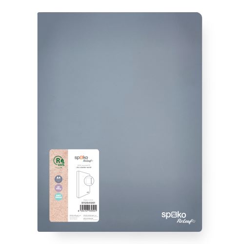 Spoko ReLeaf kroužkový pořadač, 4RO, 35 mm, A4, PP, SoftTouch, šedý