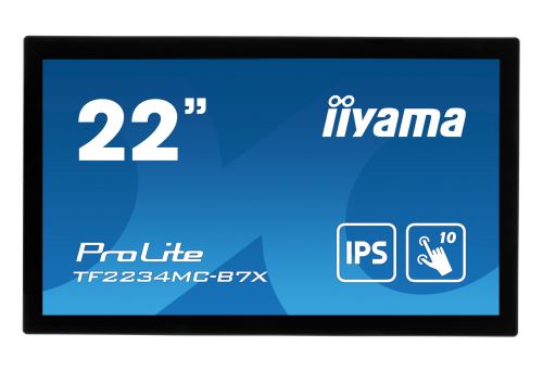 22" iiyama TF2234MC-B7X: IPS, FullHD, capacitive, 10P, 350cd/m2, VGA, DP, HDMI, IP65, čern