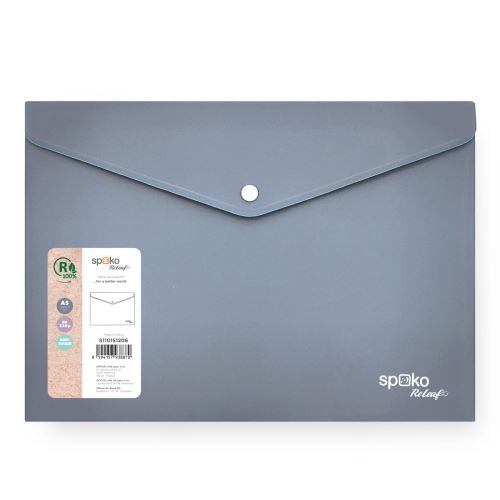 Spoko ReLeaf obálka s drukem, A5, PP, SoftTouch, šedá