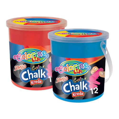 Colorino křídy chodníkové JUMBO, O 2,2 cm, kyblík s uchem, 6 barev