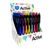 Spoko kuličkové pero - Active, Easy Ink, Needle Tip, modrá náplň, displej, mix barev (2)