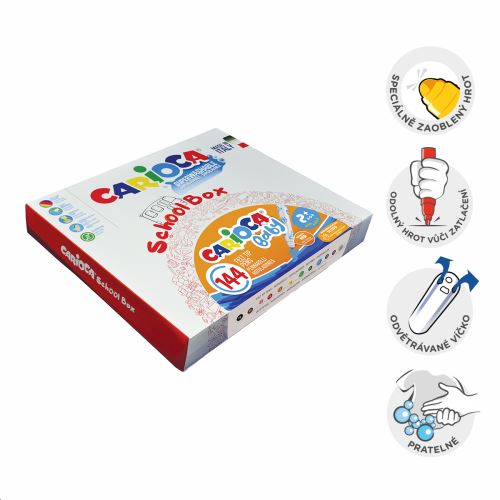 Carioca fixy Baby 2+, kulatý hrot, školní balení, box ,144 ks, mix barev