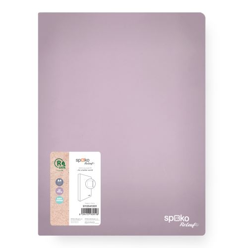 Spoko ReLeaf kroužkový pořadač, 4RO, 35 mm, A4, PP, SoftTouch, fialový