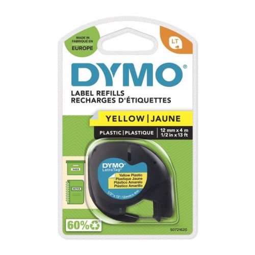 Páska DYMO LetraTag (plast 12mm x 4m) žlutá
