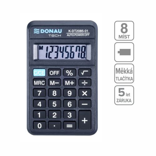 Kapesní kalkulačka DONAU 2085, 8 místná černá