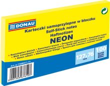 DONAU samolepicí bloček, 127 x 76 mm, 100 listů, neonově žlutý