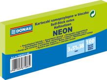 DONAU samolepicí bloček, 51 x 38 mm, 3 x 100 listů, neonově zelený (1)