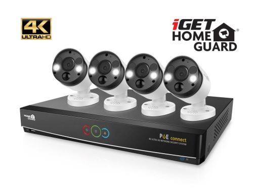 iGET HGNVK84904 - Kamerový UltraHD 4K PoE set, 8CH NVR + 4x IP 4K kamera, zvuk, SMART W/M/