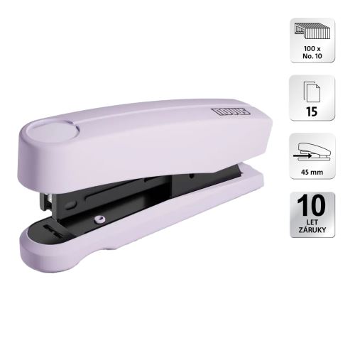 Sešívačka Novus B 10 Professional Color ID 2.0, 15 listů, světle fialová