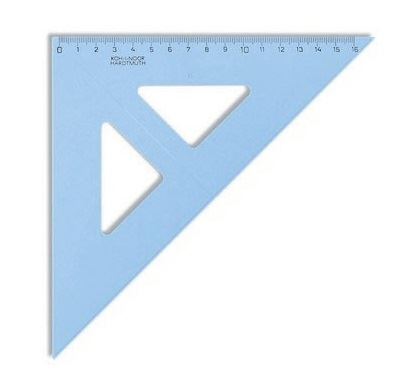 Trojúhelník 45/177 744154 s kolmicí modrý